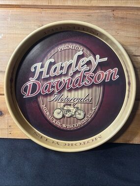 Harley-Davidson Premium Motorcycles Round Metal Bar Tray - Milwaukee Wisconsin
